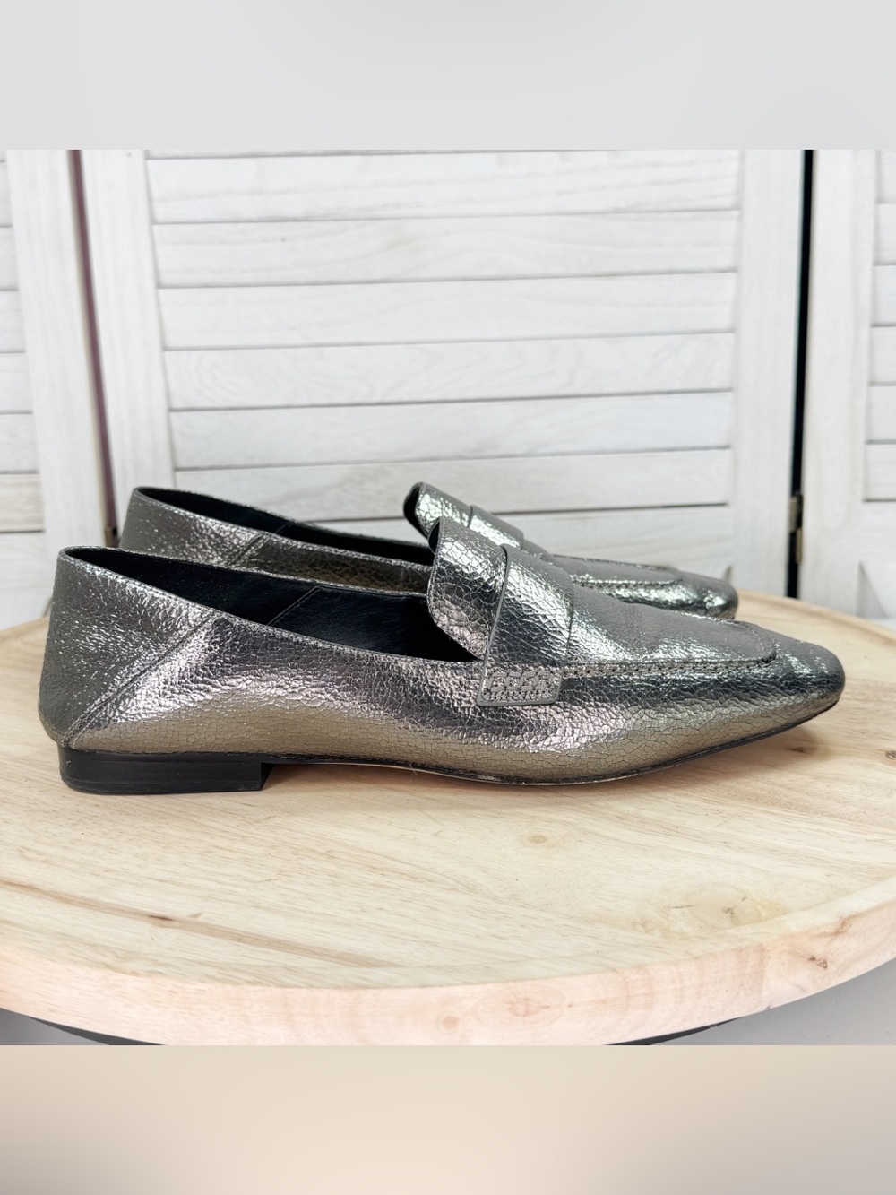 Michael Michael Kors Emery Convertible Square Moc-Toe Flats Loafers Silver 10